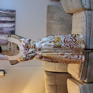 BCBGirls Neutral Tropical Floral Dress